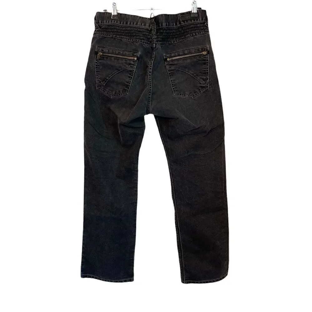 RING OF FIRE Straight Leg Cotton Blend Zipper Pockets Black Jeans.Size 34 X 30